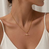 Collier en acier inoxydable plaqué or 18 carats avec chaîne en bambou et zircon, pour femme, longueur clavicule, nouveau style léger et de niche
