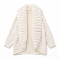 Cardigan en laine/viscose coréenne pour femme, à manches chauve-souris, tricoté plat, respirant, avec col écharpe, rayé blanc, style boutique