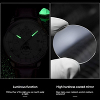 Montre de luxe pour homme, bracelet en cuir, étanche, mouvement à quartz, luminescente, sport, date, boîtier en alliage de 45 mm, cadran en verre