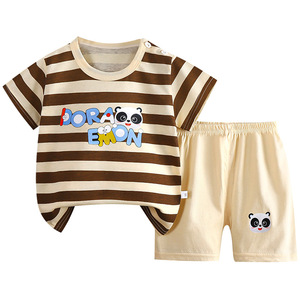 Conjunto <span class=keywords><strong>de</strong></span> Verano para Niños, Camiseta <span class=keywords><strong>de</strong></span> Manga Corta y Pantalones Cortos <span class=keywords><strong>de</strong></span> Algodón, Estilo Coreano, Estampado <span class=keywords><strong>de</strong></span> Dibujos Animados, Delgado, Suave, para Niños y Niñas - Product Image 5