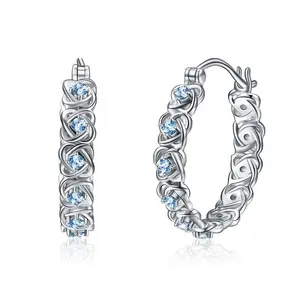 Celtics Hoop Earrings for Women Sterling Silver Cubic Zirconia Circle Endless Small Hoop Earrings Rose Hoops Jewelry