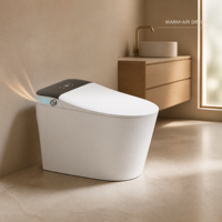 Toilette intelligente compacte et peu encombrante avec bidet intégré, design sans réservoir, chasse d'eau automatique et télécommande