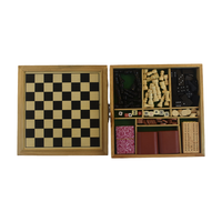 Ensemble de jeux de société classiques en bois massif 7-en-1 de luxe comprenant des jeux d'échecs Backgammon Dominos Checkers Dice Cribbage Card Games