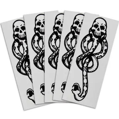Tatouages de mangeur de mort d'halloween, autocollant de faux tatouages temporaires de crâne de serpent de Mamba de marque foncée