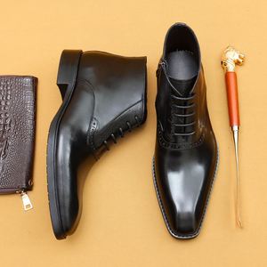 Chaussures de mariage pour hommes en cuir véritable, style britannique, à lacets, bout pointu, bottines habillées légères et élégantes - Product Image 3