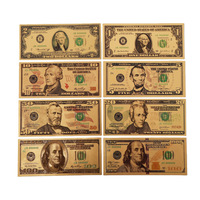 Billet de banque commémoratif en or, dollar et euro, motif de collection personnalisé, impression gravée en feuille d'or, cadeau FB03