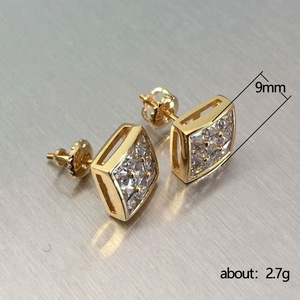 Pendientes Minimalistas Cuadrados con Incrustaciones Completas de Circonita, Diseño de Lujo Discreto, Joyería para Mujer - Product Image 3