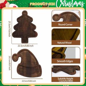 Assiette en bois moderne et mignonne pour dessert et gâteau, idéale pour les fêtes de Noël, service de table transfrontalier - Product Image 4