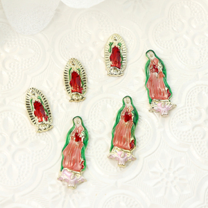 เครื่องประดับตกแต่งเล็บ 3 มิติ รูปพระแม่กัวดาลูเป้ สีสันสดใส ประดับเพชร รูปนักบุญยูดา ประดับคริสตัลสีชมพู รูปเชอร์รี่ ประดับเพชรเมทัลลิก สำหรับตกแต่งเล็บ - Product Image 6