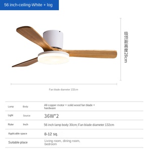 Ventilateur de plafond LED de conception professionnelle avec bois massif 5 pales moteur à courant alternatif à courant continu télécommande corps en verre extérieur pour une utilisation décorative - Product Image 6