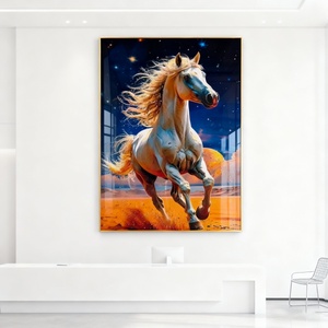 Pintura de Porcelana con LED de Caballo Blanco, Decoración de Lujo para el Hogar, Arte Mural de Animales para Sala de Estar u Hotel, Venta al Por Mayor - Product Image 5