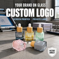 Flacons compte-gouttes carrés en verre avec logo personnalisé, couvercle en bambou, 6 ml, emballage pour soins de la peau, vente en gros