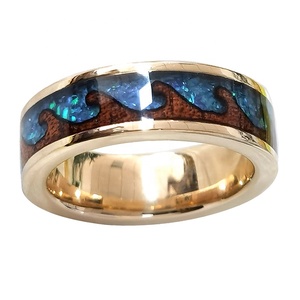 CHENG JEWELERS Bijoux de fiançailles, anneaux de mariage en or massif 10k 14k avec incrustation d'<span class=keywords><strong>opale</strong></span> <span class=keywords><strong>blanche</strong></span> de 6 mm 8 mm pour les couples - Product Image 2