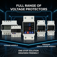 Protecteur de surtension/sous-tension et de surintensité réglable à récupération automatique, monophasé, double affichage LED, 230V, 40/63/80/100A