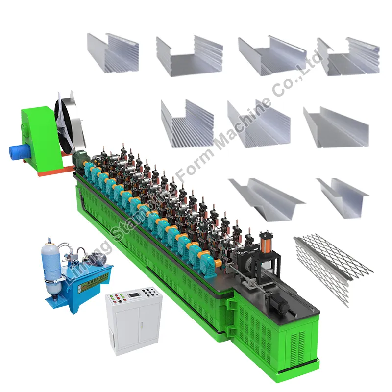 Mesin Pengapit Gulungan Dingin Pembentuk Baja Mesin C Channel Logam Furring Channel Roll Forming Machine