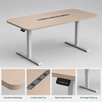 Bureau de conférence électrique réglable en hauteur, table de bureau longue et moderne, poste de travail pour salle de réunion, salle de formation, salle à manger, en MDF