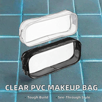 Maquillage cosmétique de luxe direct d'usine étui à fermeture éclair en PVC sac en tissu résistant à l'eau imprimé avec fermeture éclair transparente style pour filles