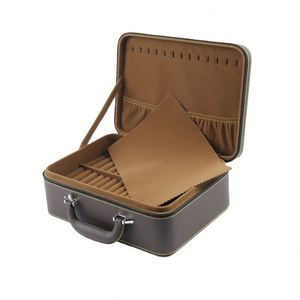 Boîte à bijoux en bois WEIMEI avec logo personnalisé pour mariage brun rustique métallique - Product Image 1