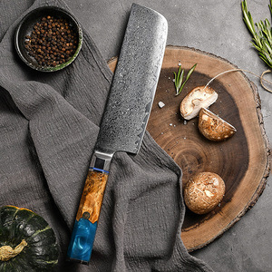 VG10 67 طقم سكاكين مطبخ ياباني طقم سكين دمشقي مجموعة سكين دمشقي من الصلب ذو مقبض أزرق - Product Image 6