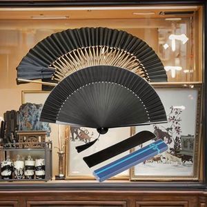 Nuevo Abanico de Mano de Seda Hilada Color Negro Hueso, Ecológico, de Bambú, con Técnica de Tallado, Estilo Elegante para Caballero, Ideal para Halloween - Product Image 6