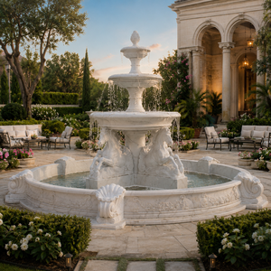 Fuente de Jardín Exterior Europea de Mármol Blanco con Figuras Clásicas y Fuente de Agua para Decoración - Product Image 1