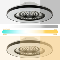 Ventilateur de plafond intelligent de style moderne avec télécommande, 24 vitesses, éclairage LED, profil bas, montage encastré