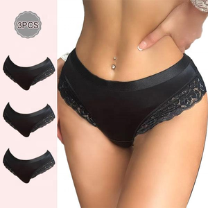 ABD Yerel Stokları 3'lü Paket Orta Bel Dantelli Tanga Bikini G-String Tanga İç Çamaşırı Seksi Dantel Tanga - Product Image 1