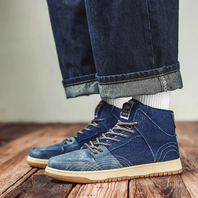 EW Denim-Zapatillas de lona retro para hombre, zapatos deportivos de moda informales que combinan con todo, Invierno