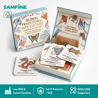 Cartes éducatives écologiques personnalisées en papier imprimé sur mesure sur le thème de la culture du cerf-volant traditionnel, OEM, pour l'histoire du folklore mondial
