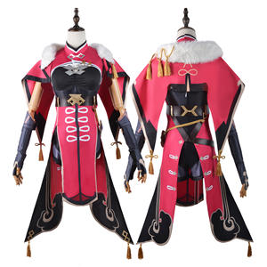 Costume de Cosplay <span class=keywords><strong>Beidou</strong></span> pour femme, vêtement rouge et noir, ensemble complet, cape de robe pour Halloween, 2020 - Product Image 3