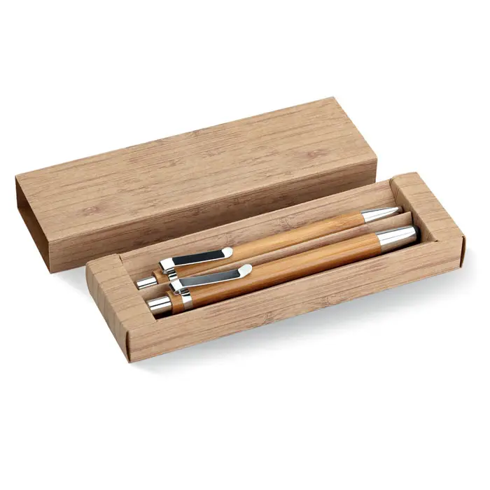 Bolígrafo de madera con logotipo personalizado, ecológico, con estuche de regalo, juego de lápiz óptico de bambú con caja