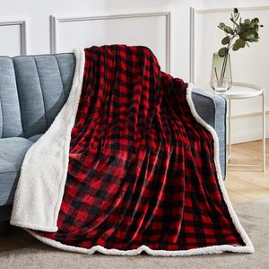 Nouvelle couverture personnalisée en flanelle et polaire Sherpa à carreaux Buffalo pour Noël, chaude et moelleuse, pour lit, canapé ou cabane - Product Image 2