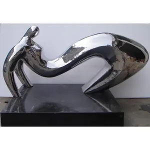 Modern home decor art abstract erotic body polished stainless steel sculpture