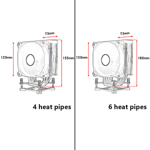 Qiuzaim 4/6 ống đồng thế hệ thứ 12 <span class=keywords><strong>i5</strong></span> <span class=keywords><strong>CPU</strong></span> tản nhiệt 5V3 pin 120 mét máy tính argb Fan PWM với bìa lga1700 1155 1200 - Product Image 6