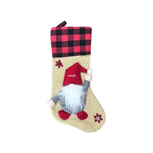 Chaussette de Noël artisanale Gnome Nordique, grand sac cadeau <span class=keywords><strong>scandinave</strong></span> à carreaux Gonk pour cheminée, décoration de fête de fin d'année, vente en gros - Product Image 6
