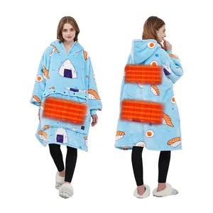 Sweatshirt Unisex Cozy Warm Soft Heated Electric Wearable Mega Winter Hoodie Blanket with Battery