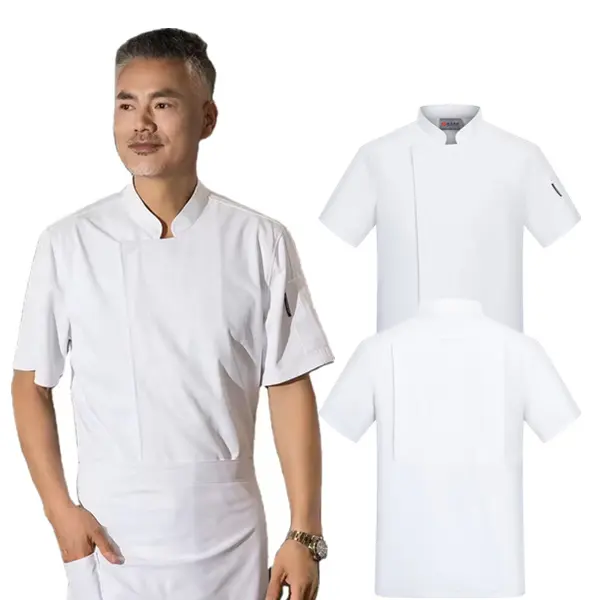 Hoge Kwaliteit Persoonlijke Maatwerk Keuken Hotel Restaurant Sushi Korte Mouw Chef Uniform Oem Logo Unisex Chef Jas Uniform