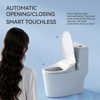 Siège de toilette intelligent de luxe moderne avec bidet intégré, 5 fonctions, télécommande dorée, chauffage de l'eau, en plastique, à poser au sol