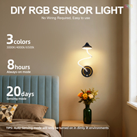 Lampe de table LED moderne sans fil à capteur de mouvement magnétique RGB, réglable, tactile, rechargeable par USB, pour chambre à coucher