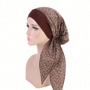 En gros, Bonnet chimio en coton imprimé style pastoral africain pour femmes, avec bandeau élastique, bonnet hijab à capuche et turban - Product Image 4