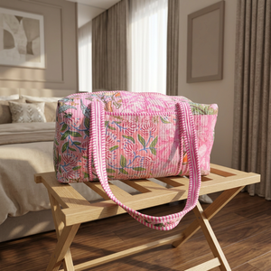 Personalized Custom Made for Floral Duffel Bags Logo Cotton Durable Lightweight Large Capacity Weekender Multifunction Travel - Product Image 2