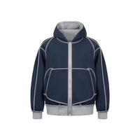 Veste d'hiver réversible à capuche zippée 100 % coton épais pour homme, coupe ample, style streetwear, design vierge à imprimer