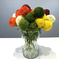 Zachte aanraking Zachte PVC Kunstmatige Groene Dianthus Pompon Ballen Kunstbloemen voor Huis Winkel Showroom Arrangement Presentatie