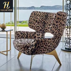 <span class=keywords><strong>Chaise</strong></span> de Loisirs en Tissu Imprimé Léopard Italien Villa de Luxe Maison Salon Balcon <span class=keywords><strong>Chaise</strong></span> en Acier Inoxydable - Product Image 5