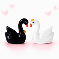Figurines en résine en gros : Mini-cygnes couple, ornements miniatures oiseaux amoureux pour la Saint-Valentin, mariage, jardin féerique, micro-paysage
