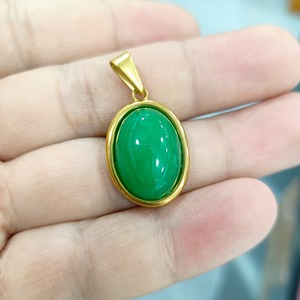 Pendentif Bouddha en Jade Plaqué Or avec Sertissage Bezel, Pendentifs Thématiques pour Usage Quotidien - Product Image 3