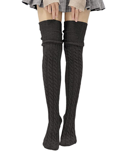 Calzini da <span class=keywords><strong>donna</strong></span> traspiranti Extra lunghi alla coscia autunno inverno scaldamuscoli a maglia adatti a stivali alti alla coscia calze colorate - Product Image 2