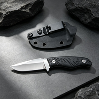 Couteau de survie à lame fixe pour l'extérieur, acier D2, manche en bois pleine longueur, camping, EDC, avec étui Kydex pour la chasse, la randonnée et le bushcraft