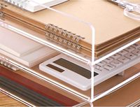 Bandeja de papel acrílico transparente, organizador de archivos de escritorio apilable, organización y accesorios de oficina, caja organizadora de carpetas de archivos acrílicos