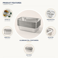 Barquettes jetables écologiques en aluminium argenté avec couvercles en papier pour la restauration à emporter et la livraison de repas
